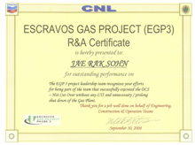 Recognition & Achievement Certificate from CNL